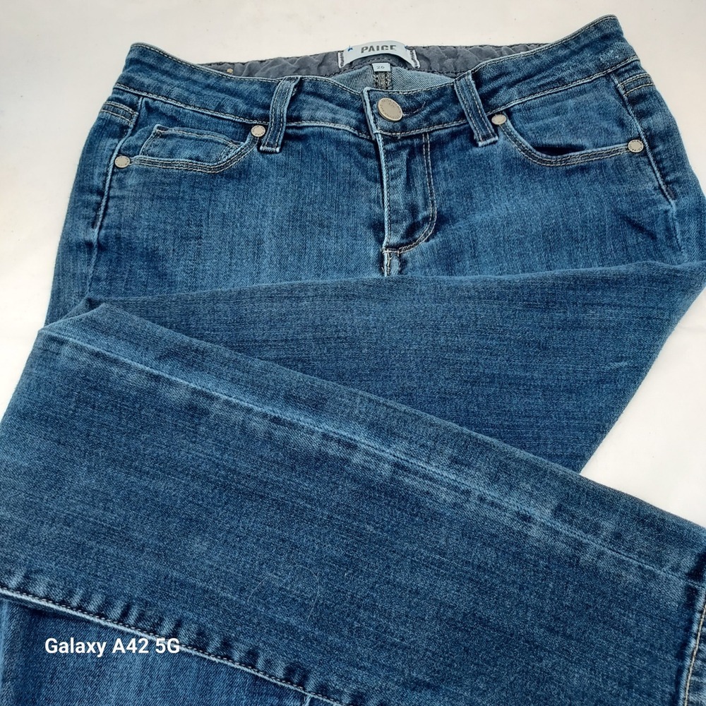 PAIGE Skyline Skinny Jeans Trinity Blue Wash Mid Rise Stretch Denim 26 W1590
